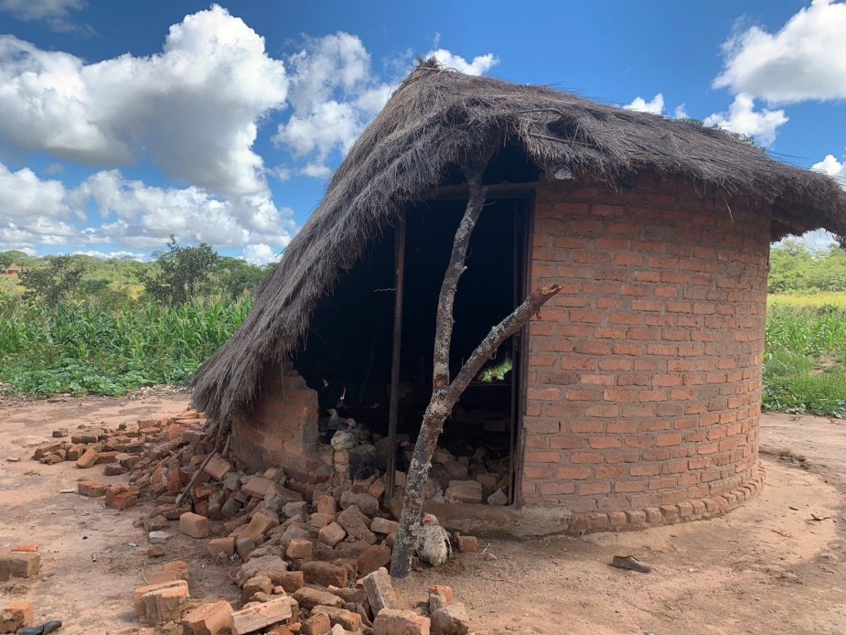 A villager's house destroyed by Cyclone Idai in March